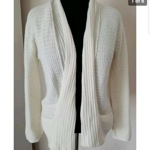 Vintage Kerrybrooke Orlon Open Front‎ Knit Cardigan Sweater Size S/M Ivory